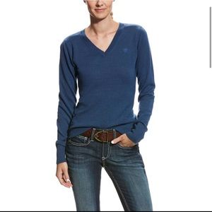 Ariat Ramiro Sweater Dark Denim 51% Merino Wool Womens XL